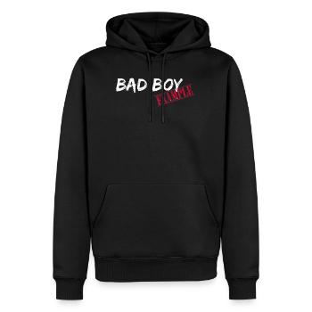 Bad Boy Example - So sehen böse Jungs aus - Männer Premium Bio Hoodie - Schwarz - Vorne - Nico (187cm)