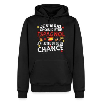 Espagnol Espagne. Cadeau pays humour t-shirt homme - Sweat à capuche Premium bio Homme - noir - Devant - Nico (187cm)