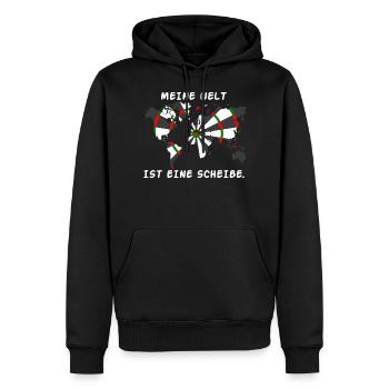 Scheibe Geschenk Spruch Darts Wurfspieß - Männer Premium Bio Hoodie - Schwarz - Vorne - Nico (187cm)