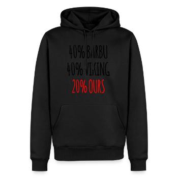 40% Barbu 40% Viking 20% Ours Cadeau Homme - Sweat à capuche Premium bio Homme - noir - Devant - Nico (187cm)