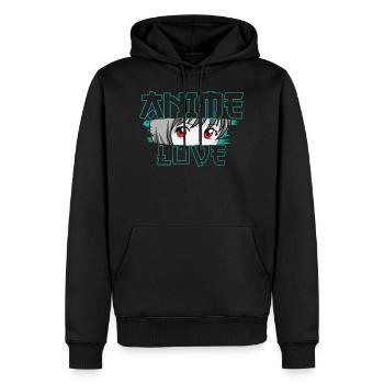 Anime Face Love Kawaii Manga Graphic Design - Men’s Premium Organic Hoodie - black - Front - Nico (187cm)