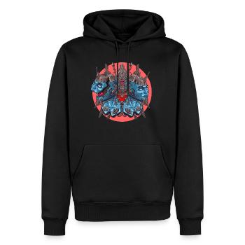 Cyber punk - Techno - Double visage robotique - Sweat à capuche Premium bio Homme - noir - Devant - Nico (187cm)