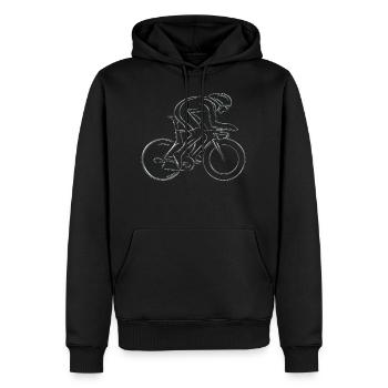 Cyclisme - Sweat à capuche Premium bio Homme - noir - Devant - Nico (187cm)