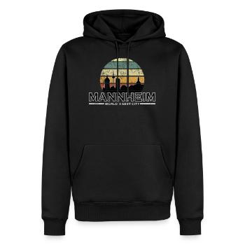 Lustig Mannheim Retro - Männer Premium Bio Hoodie - Schwarz - Vorne - Nico (187cm)