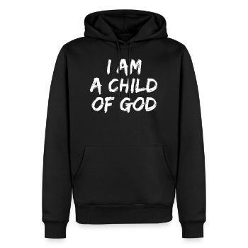 Je suis un enfant de Dieu - Citations chrétiennes - Sweat à capuche Premium bio Homme - noir - Devant - Nico (187cm)