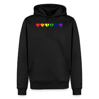 LGBT Arc-en-ciel Gay Coeur Homosexualité - Sweat à capuche Premium bio Homme - noir - Devant - Nico (187cm)