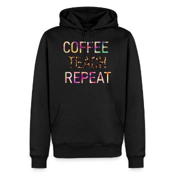 Café Teach Repeat Drôle de Prof 2021 - Sweat à capuche Premium bio Homme - noir - Devant - Nico (187cm)