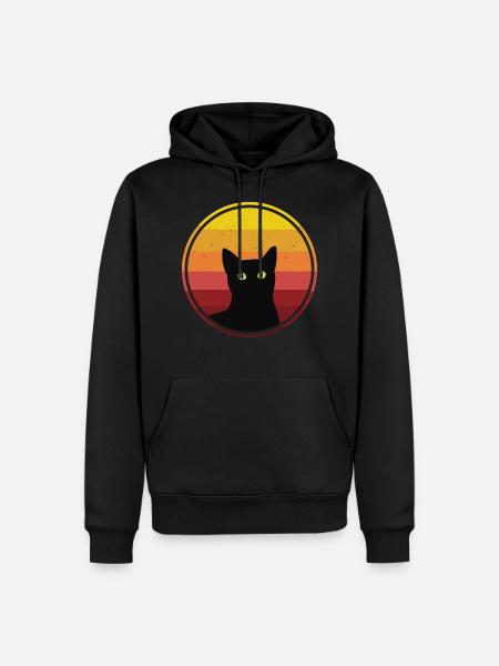 black cat cat retro - Men’s Premium Organic Hoodie - black
