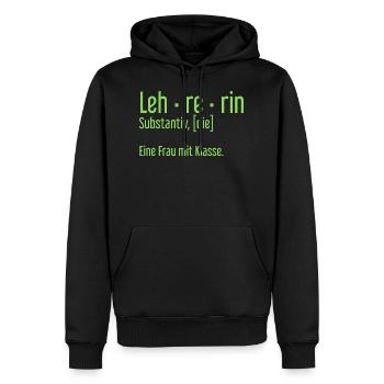 Lehrerin Lehrerinnen Schule Pädagogin Unterricht - Männer Premium Bio Hoodie - Schwarz - Vorne - Nico (187cm)