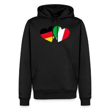 Allemagne Italie Drapeau Coeur Amour - Sweat à capuche Premium bio Homme - noir - Devant - Nico (187cm)