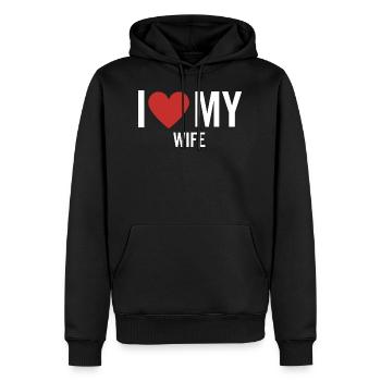 Ich liebe meine Frau - Männer Premium Bio Hoodie - Schwarz - Vorne - Nico (187cm)