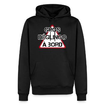 gros déglingo sticker voiture marrant - Sweat à capuche Premium bio Homme - noir - Devant - Nico (187cm)