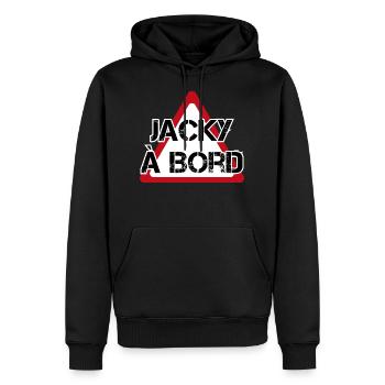 jacky à bord sticker voiture gros tuning - Sweat à capuche Premium bio Homme - noir - Devant - Nico (187cm)