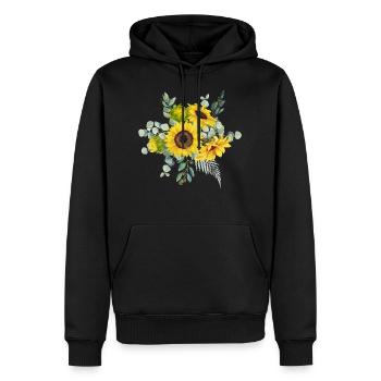 Aquarell Sonnenblumen Strauß mit gelber Blüte - Männer Premium Bio Hoodie - Schwarz - Vorne - Nico (187cm)