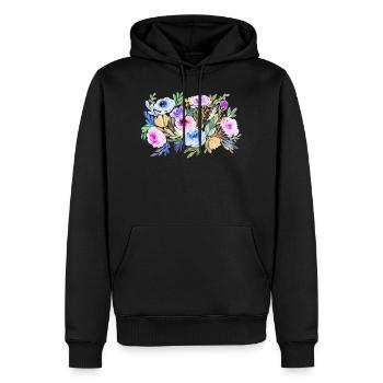 Aquarell Strauss Blumen mit farbigen Blüten - Männer Premium Bio Hoodie - Schwarz - Vorne - Nico (187cm)