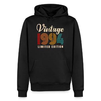 millésime 1994 - Sweat à capuche Premium bio Homme - noir - Devant - Nico (187cm)