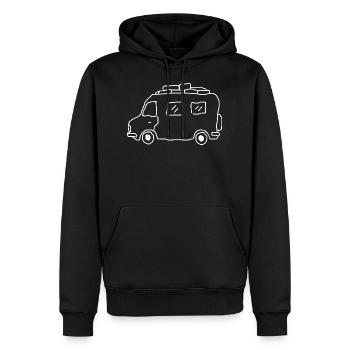 les globe-trotters de camping-car - Sweat à capuche Premium bio Homme - noir - Devant - Nico (187cm)