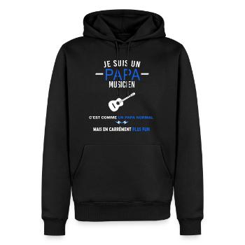 je suis un Papa et musicien Humour - Sweat à capuche Premium bio Homme - noir - Devant - Nico (187cm)
