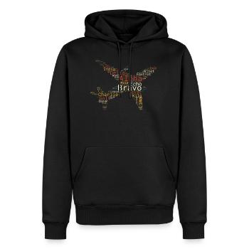 Flugzeug Phonetisches Alphabet, Flugzeugpilot fliegen - Männer Premium Bio Hoodie - Schwarz - Vorne - Nico (187cm)