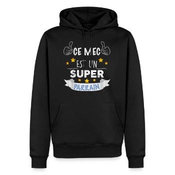 Parrain Super parrain - Sweat à capuche Premium bio Homme - noir - Devant - Nico (187cm)