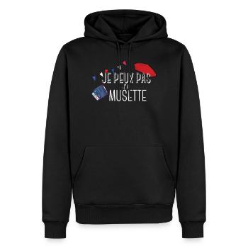 Je peux pas j'ai musette (White typo) - Sweat à capuche Premium bio Homme - noir - Devant - Nico (187cm)