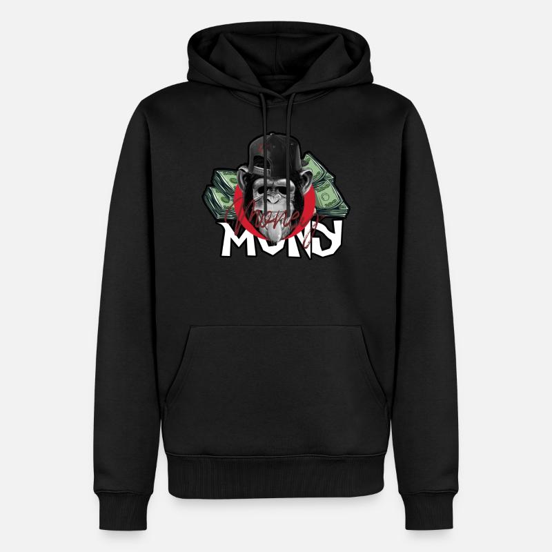 Monkey Mony - Sweat à capuche Premium bio Homme - noir