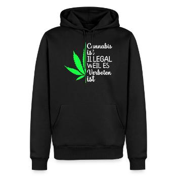 Cannabis ist illegal weil es verboten ist - Männer Premium Bio Hoodie - Schwarz - Vorne - Nico (187cm)