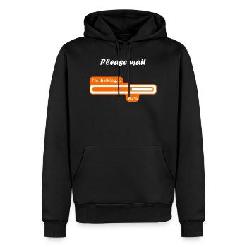 Bitte warte, denke ich - Männer Premium Bio Hoodie - Schwarz - Vorne - Nico (187cm)