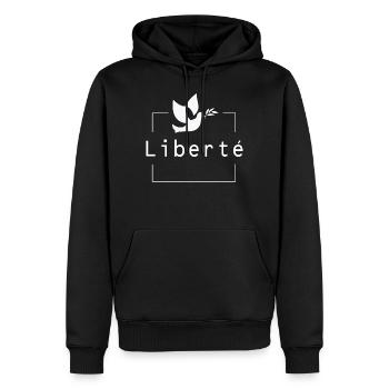 Liberté avec Colombe de la paix - Sweat à capuche Premium bio Homme - noir - Devant - Nico (187cm)