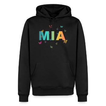 Mia - Beautiful name with butterflies, girls - Men’s Premium Organic Hoodie - black - Front - Nico (187cm)