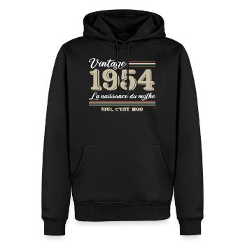 1954 année de naissance et cadeau d'anniversaire d - Sweat à capuche Premium bio Homme - noir - Devant - Nico (187cm)