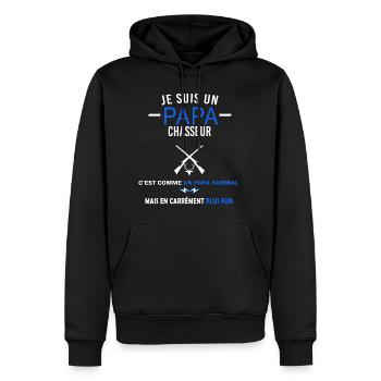je suis un Papa et chasseur Humour - Sweat à capuche Premium bio Homme - noir - Devant - Nico (187cm)