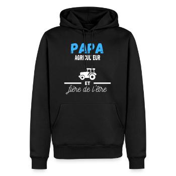 papa et fière de l être agriculteur citation - Sweat à capuche Premium bio Homme - noir - Devant - Nico (187cm)