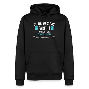 je ne suis pas parfait CAVALIER - Sweat à capuche Premium bio Homme - noir - Devant - Nico (187cm)