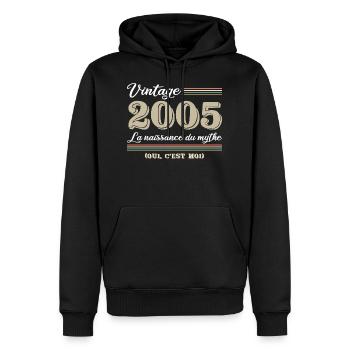 2005 année de naissance et cadeau d'anniversaire d - Sweat à capuche Premium bio Homme - noir - Devant - Nico (187cm)