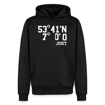 Juist Coordonnées île de mer du Nord Vacances Cadeau - Sweat à capuche Premium bio Homme - noir - Devant - Nico (187cm)