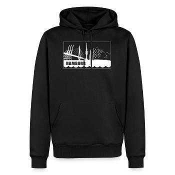 Hamburg Skyline - Männer Premium Bio Hoodie - Schwarz - Vorne - Nico (187cm)