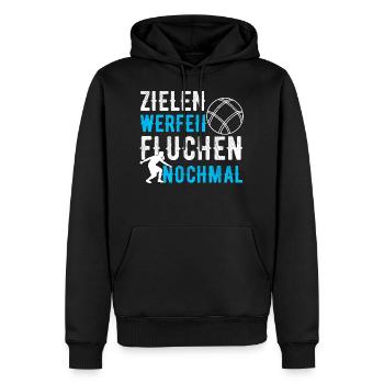 Zielen werfen fluchen nochmal Boule Petanque - Männer Premium Bio Hoodie - Schwarz - Vorne - Nico (187cm)