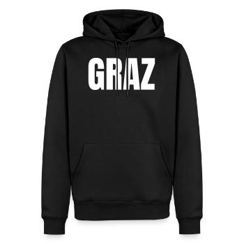 GRAZ - Men’s Premium Organic Hoodie - black - Front - Nico (187cm)