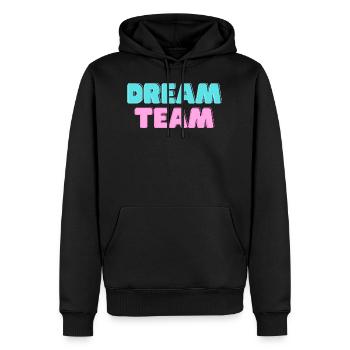 DREAM TEAM - Männer Premium Bio Hoodie - Schwarz - Vorne - Nico (187cm)