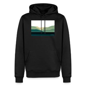 Lac d'Annecy - Sweat à capuche Premium bio Homme - noir - Devant - Nico (187cm)