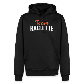 Team raclette Cadeau humour personnalisé - Sweat à capuche Premium bio Homme - noir - Devant - Nico (187cm)