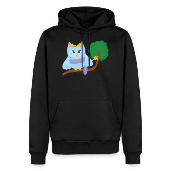 Hibou Fée - Sweat à capuche Premium bio Homme - noir - Devant - Nico (187cm)