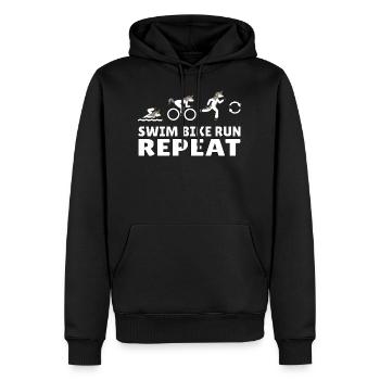 Licornes Triathlètes à la natation Vélo de course - Sweat à capuche Premium bio Homme - noir - Devant - Nico (187cm)