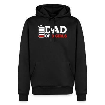Dad of 3 Girls - Männer Premium Bio Hoodie - Schwarz - Vorne - Nico (187cm)