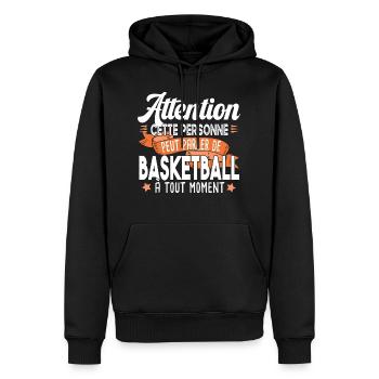Basketball Basketteur Basket Basketteuse humour - Sweat à capuche Premium bio Homme - noir - Devant - Nico (187cm)