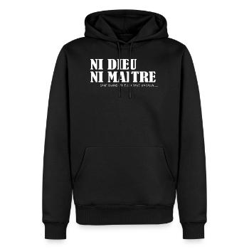ni dieu ni maitre - Sweat à capuche Premium bio Homme - noir - Devant - Nico (187cm)