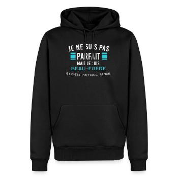 je ne suis pas parfait BEAU FRERE - Sweat à capuche Premium bio Homme - noir - Devant - Nico (187cm)