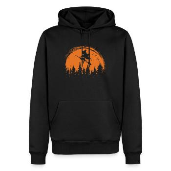 Hexe fliegt im Mondschein Halloween - Männer Premium Bio Hoodie - Schwarz - Vorne - Nico (187cm)