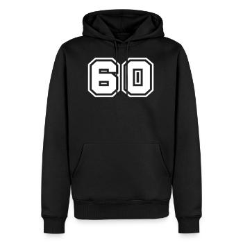 Symbole de 60 chiffres - Sweat à capuche Premium bio Homme - noir - Devant - Nico (187cm)